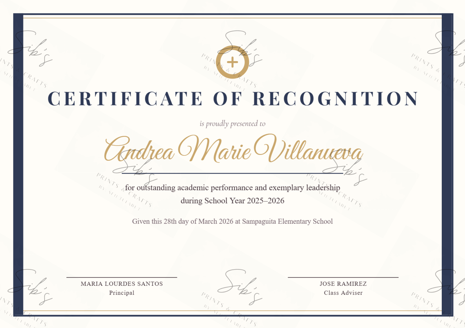 Classic Recognition Certificate