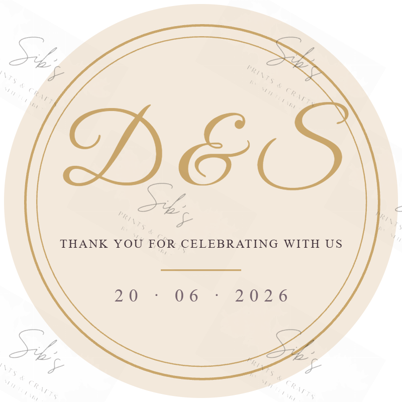 Gold Monogram Wedding Favour Sticker