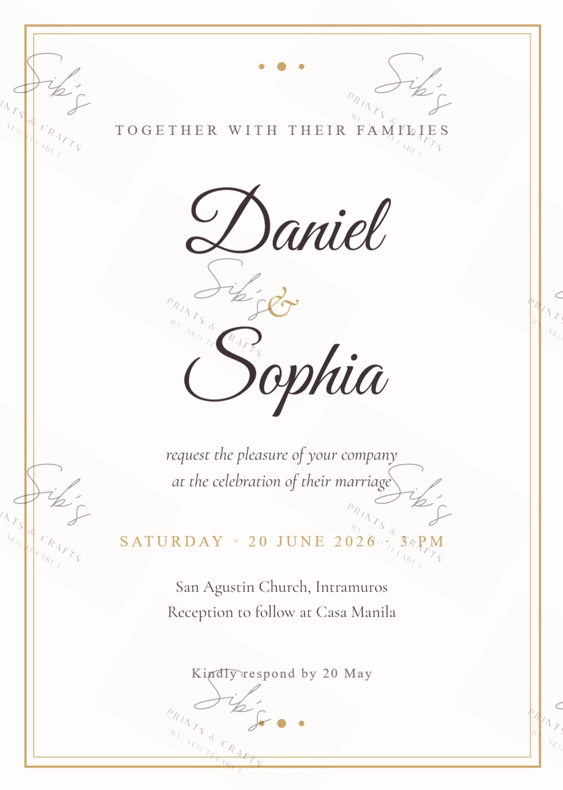 Golden Elegance Wedding Invitation
