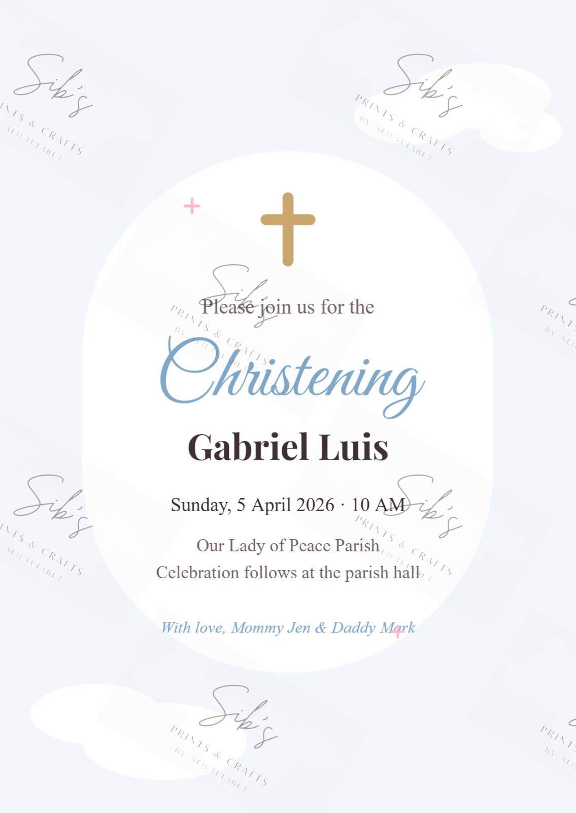 Little Angel Christening Invitation